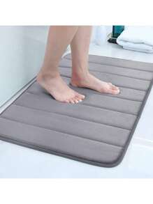 1pc Solid Color Simple Soft Memory Foam Sponge Absorbent & Non-Slip Bathroom Mat, Toilet Mat