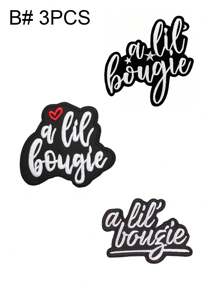 1 Set mit 3/6 Stücken süße rosa, blaue, schwarze und weiße englische Buchstaben Stickerei Patch Polyester Abzeichen Applikation, süße DIY Kleidung zum Aufbügeln oder Annähen, Accessoire Stoffaufkleber, geeignet für Rucksäcke, Jeans, Jacken, T-Shirts, Hüte, Kleider usw.