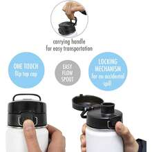 Local Delivery-MIRA 32 Oz Insulated Water Bottle - Stainless Steel  With One-Touch Quick-Open Spout - Double Wall Hot - Rose Pink - View 7