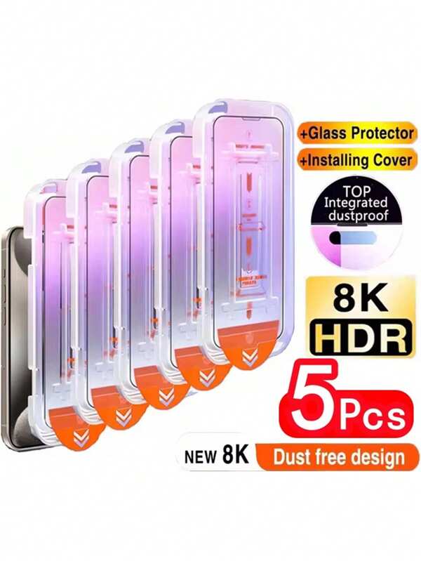 [HD-5pz] Compatibile con 12/13/14/15/16 e 13 Pro 6.1 Pollici Plus Promax, Pellicola protettiva in vetro temperato per schermo, 11/ XR XS/MAX, Auto-eliminazione della polvere, Senza bolle, HD Chiaro, Facile installazione