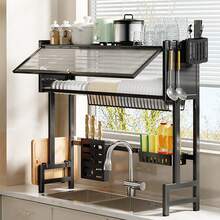 Kitchen Sink Storage Rack With Lid To Prevent Dust, Equipped With Cutlery Rack, Cutting Board Rack, Knife Holder, And Sponge Rack - Multicolor - View 3