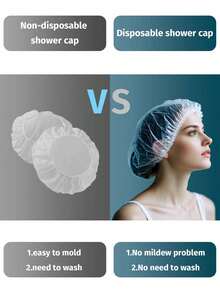 100pcs Disposable Transparent Waterproof Shower Cap, Thick Large Size, High Elasticity, For Bathing And Hair Care, Convenient For Travel And Back To School - Multicolor - View 10