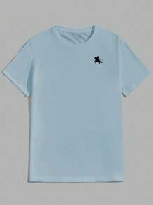 Men's Summer Knight Print Round Neck Casual Short Sleeve T-Shirt, Paired With Casual Pants, Suitable For Travel/Vacation/Outdoor Camping/Sports,Paired With Casual Pants