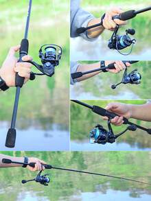 SOUGAYILANG 鱼竿和渔线轮组合套装，配备 5.2:1 齿轮比、高碳鱼竿、铝制线轴、8KG 制动力和 5 种颜色选择，适合淡水钓鱼 - 彩色 - 查看 10