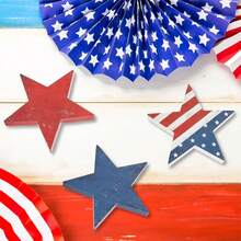 4th Of July Wood Ornament, Standing Stars Desktop Decoration Art Craft Party Favor - Multicolor - View 3