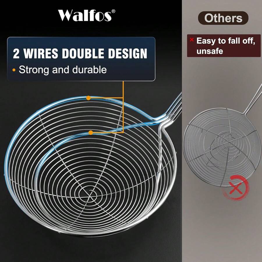 Spider Strainer, Set Of 2-5.5 Inch Stainless Steel Fryer Scoop & 4 Inch ...