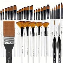 Set di 32 pennelli in nylon - tondi, nocciola, piatti, a ventaglio, angolati e per dettagli, adatti per acrilici, oli e pittura ad acqua, ideali per artisti e studenti, materiale scolastico, back to school