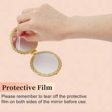 Compact Mirror For Purses, Flower Pocket Mirror, Round Mini Mirror, Floral Small Mirror For Purse, Vintage Folding Mirror Compact Travel Portable Pocket Mirror For Women - White - View 4