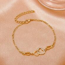 1 pieza Pulsera de mujer con forma de corazón hueco de de moda