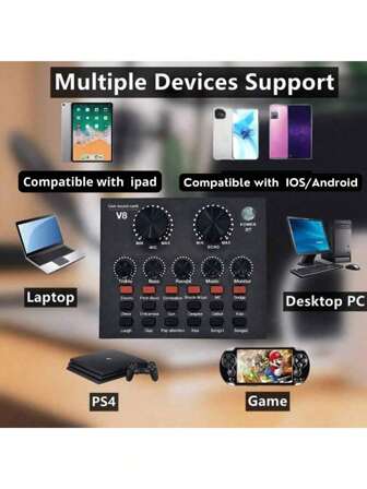 kailynia 1 Set de equipos de sonido para tarjetas de sonido de computadora, consiste en un mezclador de música, cambiador de voz para computadora, tablero de sonido para transmisión en vivo, tarjetas de sonido internas y tablero mezclador de música en color negro, versión V8