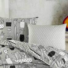 Bedding Set | Single (160x220 Cm – Polyester Blend) & Double (200x220 Cm – 100% Cotton) | With Pillowcase | Button Closure | Made In Turkey - Dark Grey - View 3
