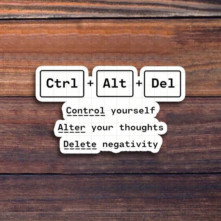 3-Inch "Ctrl + Alt + Del Sticker, Perfect For Tech Enthusiasts! Use It On Laptops, Notebooks, And Office Decor. Great For Programmers, Students, And Anyone In Tech. Categories: Humorous Stickers, Tech Art, Meme Designs, Motivational Quotes." - 3inch/7.62cm - View 1