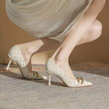 Scarpe con tacco alto in stile francese per donna in primavera e autunno, nuovo stile, di nicchia, adatte a tutti i gusti, con punta bassa, stiletto, scarpe a punta per donna