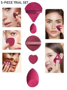 50/40/30/20/10/5pcs Makeup Kit, Including: 10 Pieces Of Liquid Makeup Sponge+10 Pieces Of Mini Liquid Makeup Sponge+10 Pieces Of Triangular Powder Puff For Loose Powder And Makeup Set+10 Pieces Of Air Cushion Powder Puff For Facial Makeup+10 Pieces Of Mini Air Cushion Powder Puff For Facial Concealer Makeup Cream And Foundation Cream Mixed Beauty Sponge