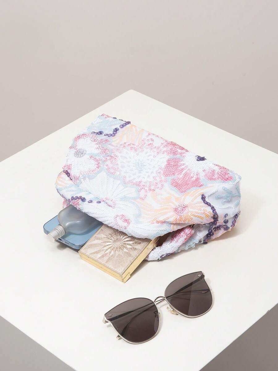 闪亮彩色亮片女士手拿包、花卉包、亮片包、舞会包、新娘派对包、舞会配饰、优雅女士包、婚礼用品、闪亮派对钱包（图案随机设计）