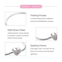 PARCOM 1pc Heart-Shaped Silver Plated Bracelet, Fashionable & Charming New Design, Multifunctional DIY Beaded & Pendant Jewelry Making Accessory, Suitable For Daily Wear And Gift-Giving, Perfect Bracelet Jewelry Gift For Birthday, Festivals