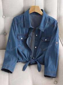 Spring/Summer New Casual Denim Long Sleeve Shirt