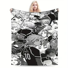 1pc Michael Kaiser Blue Lock Flannel Blanket - Polyester Throw Blanket With Digital Print, Multi-Purpose For Bedroom, Sofa, Bed, Car, All Seasons, Comfortable & Casual - Multicolor - View 3