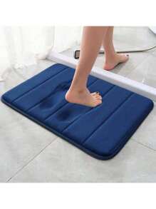 1pc Solid Color Simple Soft Memory Foam Sponge Absorbent & Non-Slip Bathroom Mat, Toilet Mat
