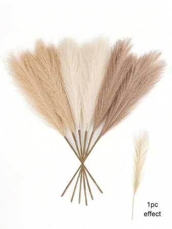 9pcs Artificial Reed Deep, Beige Color Grass Boho Decor, Faux Pampas Grass, Large Tall Fluffy Artificial Fake Flower, Bulrush Reed Grass For Autumn Vase Filler, Fake Plants, Fall Decor, Farmhouse, Home, Room, Desk, Kitchen Bohemian Decoration, Home Living Room Bedroom Decor, Room Decoration Stuff, DIY Photoshoot Props, Vase Arrangement, Garden Decor, Wedding Party Decor, Valentine's Day, Birthday Gift, Graduation Gifts.,Fall Decor,Autumn