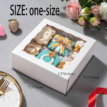 20pcs - Paper Bread Box With Window, White, Black, Pink And Wood Color, Food Safe Gift Container - Perfect For Packing Macarons, Chocolate Sandwiches, Desserts, Candies, Wedding Party Packaging Boxes, Summer Party Packaging Boxes, Family Parties, Gift Packaging Boxes, Dessert Packaging Boxes - 白色 - 查看 7