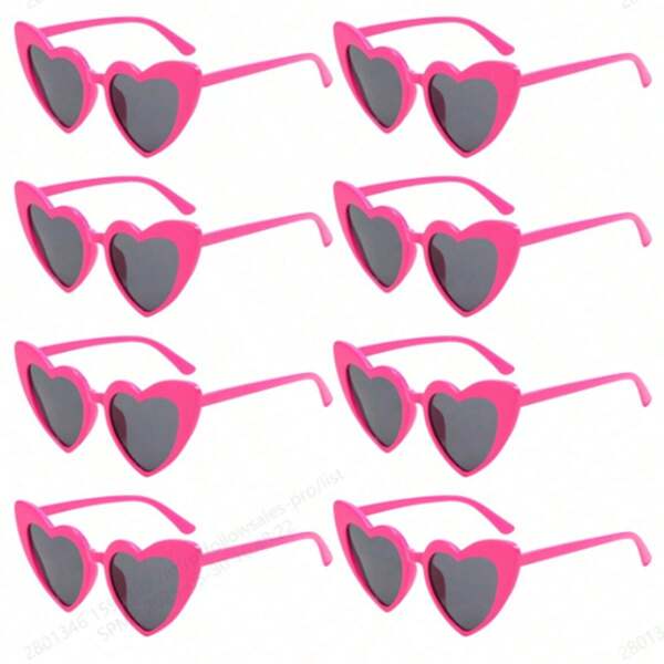 8PCS Women Vintage Heart , Fashion Cat Eye Heart Glasses For Bridal Shower, Bachelor Party, Wedding, Bride Team Favor, Fashion Accessory(A Little Scratch, Please Do Not Order)