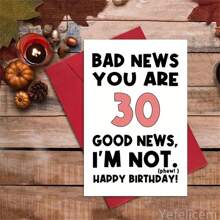 1Pc Funny 30th Birthday Card For Men Women, Happy 30th Birthday Card For Friend Brother Sister, 30 Years Old Birthday Greeting Card, You're 30 I'm Not, Envelope Included, School Supplies,Back To School