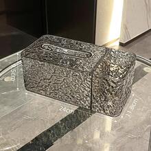 1 Pc Luxury Tissue Box With Spring Dispenser, Multifunctional Plastic Remote Control Holder, Suitable For Living Room And Dining Table, Rectangular Design Simple & Elegant, Fits Various Scenarios