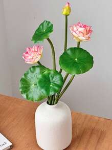 1PC/3PCS 10in Realistic Lotus Flowers - Artificial Water Lily Decor For Fish Tank/TV Cabinet, No-Fade Floral Arrangement, Zen Home Centerpiece Vase Not Included