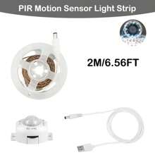 Striscia luminosa LED 2835 con sensore di movimento, interruttore automatico, bianco caldo flessibile, alimentata tramite USB, adatta per scale, armadi, cucine, camere da letto e illuminazione nei corridoi