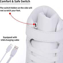 Bepoaa Kids LED Light Up Shoes USB Charging Flashing Light Up High-Top Sneakers For Boys And Girls (Toddler/Little Kid/Big Kid) - 白色 - 查看 7