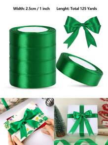 125 Yards/1 Inch Single-Sided 31-Color Solid Color Satin Ribbon Set, 125 Yards/1 Inch Wide Per Roll, Various Ribbons Suitable For Gift Wrapping, Christmas, Weddings, Parties, Flower Decorations