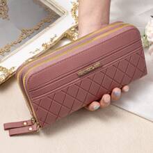 New Style Women Long Wallet, Fashion Clutch Hand Bag, Double-Zipper Cell Phone Purse With Large Capacity & Multiple Card Slots, Suitable For Daily Use, Shopping, Office, Outings, Mother's Day/Birthday Gift