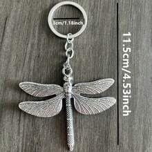 1pc Vintage Dragonfly Keychain - Zinc Alloy Intricate Wing Design, Elegant Handbag & Backpack Charm, Durable Fashion Accessory For Men & Women, Unique Gift Souvenir, Dragonfly Jewelry - 銀色 - 查看 6
