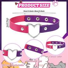 Rose Pink And Purple Striped Cat Costume 5-Piece Set, Including Cat Ears, Striped Gloves And Leg Socks, Heart Collar, Furry Tail, Prom Party Dress Up Cos Suit