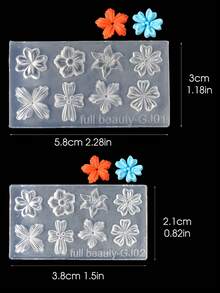 FULL BEAUTY 2pcs Spring Flower Petals Silicone Nail Mold Lily Cherry Blossom Floral DIY Design Manicure Template 3D Carving Nail Art Silicone Mold Stencil Reusable Tools - Clear - View 5
