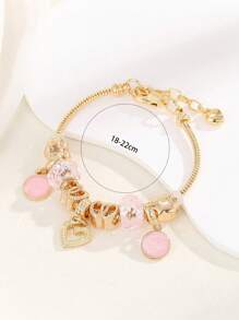 1pc Minimalist Fashionable Heart Series Heart Hollow Floral DIY Beaded Bracelet