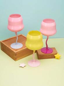 Joivida 1pc 5-Styles Creative Macaron Twist Stemmed Glass Red Drink Cups, High-Grade Crystal Glass Goblets, Vintage Cream Champagne Glasses, Colored Twisting Champagne Cups, Home Decor Accessories, Suitable For Christmas, And Party,Christmas Gifts,Merry Christmas, Valentine's Day Gift, New Year, Thanksgiving Day, Valentine's Day Decor, Rama Table Decor, Party Use, Family Dining, High-End Cafe Supplies, Special Gift, Refreshing Spring/Summer Decor, Bar Counter Use, Summer Beach Vacation - White - View 2