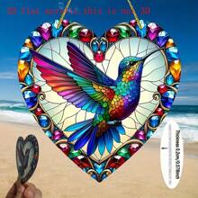 2d Flat, Hummingbird Sun Catcher - Acrylic Stained Glass Effect Hanging Decor With , Indoor_outdoor Holiday & Home Decor, No Electricity Needed, Outdoor Decoration, Intricate Feather Details, Bedroom, Living Room, Outdoor Decor, Indoor Outdoor Decor