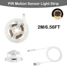 Striscia luminosa LED 2835 con sensore di movimento, interruttore automatico, bianco caldo flessibile, alimentata tramite USB, adatta per scale, armadi, cucine, camere da letto e illuminazione nei corridoi