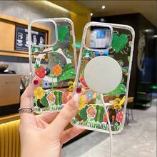 Very Hungry Caterpillar Food Collage Element Design Clear Magnetic Phone Case For IPhone [X/11/12/13/14/15/16 Pro Max]- Shockproof Anti-Aesthetic Clear Magnetic Phone Case For Girls, Women, BFF |Summer Gift Idea - 無色 - 查看 3