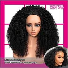 Peluca media cabeza de cabello humano rizado birmano para mujeres, densidad del 200%, 3 en 1, peluca media cabeza de cabello humano rizado y encrespado, para usar y llevar, color natural, instalación rápida, amigable para principiantes - Natural Black - Ver 7