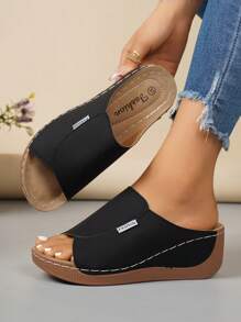 Damen Lässig Mode Zehentrenner Keilsandalen, bequeme Plateausohle