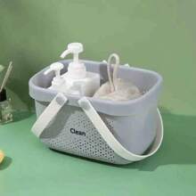 1pc Bathroom Basket, Plastic Bath Basket, Storage Basket With Handle, Handheld Shower Basket For Bathroom Storage