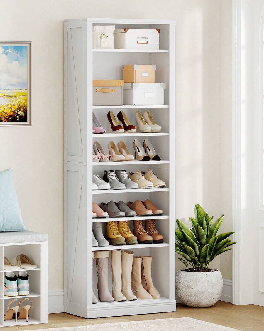 Hzuaneri Scarpiera, Scarpiera Indipendente Con 27-30 paia Di Scarpe, Divisorio Regolabile, Scaffale Portascarpe per Scarpe per Ingresso, Soggiorno, Camera da Letto, Bianco