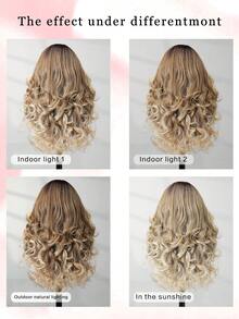 万圣节服装假发（多色/黑色）13X6 蕾丝前假发，蓬松婴儿头发，发量更明显，日本进口合成纤维，22 英寸波浪发，合成纤维耐热假发弹力网帽，适合所有人日常聚会，高品质女士自然美丽合成柔软假纤维头发