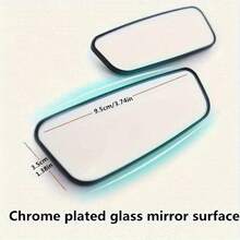 2pcs Oval Blind Spot Mirrors, Universal Type, Front Mount, Flat Wide Angle Adjustable Side Rearview Mirrors, Suitable For Multiple Vehicles - Black - View 3