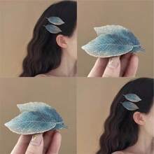 1 Women's Green Leaf Embroidered Hairpin, Sweet Side Clip, Women's Accessories/Hair Accessories, Forest Style Retro Alligator Hair Clip Claw Clips Hair Claws Hair Barrettes