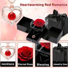 1 set Collier - Boîte cadeau rose de luxe, parfaite pour la Saint-Valentin, la fête des mères, les anniversaires et toute occasion spéciale