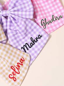 1 Stück personalisierte Karomuster Haarschleife für Mädchen in braun, rosa, lila, Schleife mit Alligatorspange, personalisierter Text, pastoraler Stil Haarnadel, süß, personalisierte Haarspange, personalisiertes Geschenk, Baby-, Kinderzubehör für die Haare